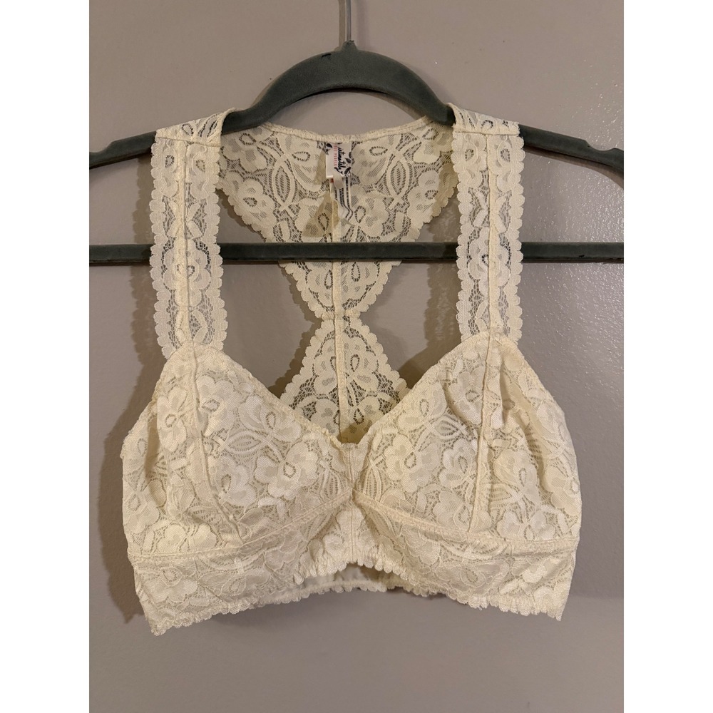 Intimately Free People Adella Lace Bralette Cream Ivory Racerback Boho Small
